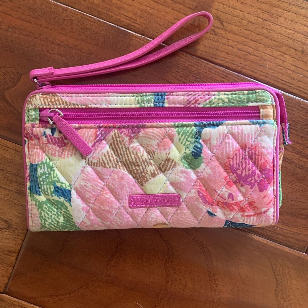 Vera Bradley SUPERBLOOM wristlet RFID wallet credit card case clutch front zip